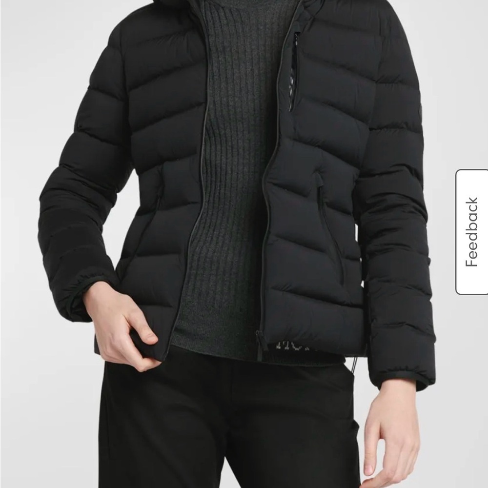 Women’s Herbe Moncler Black Hooded Puffer Jacket size Moncler 2 - Picture 2 of 12